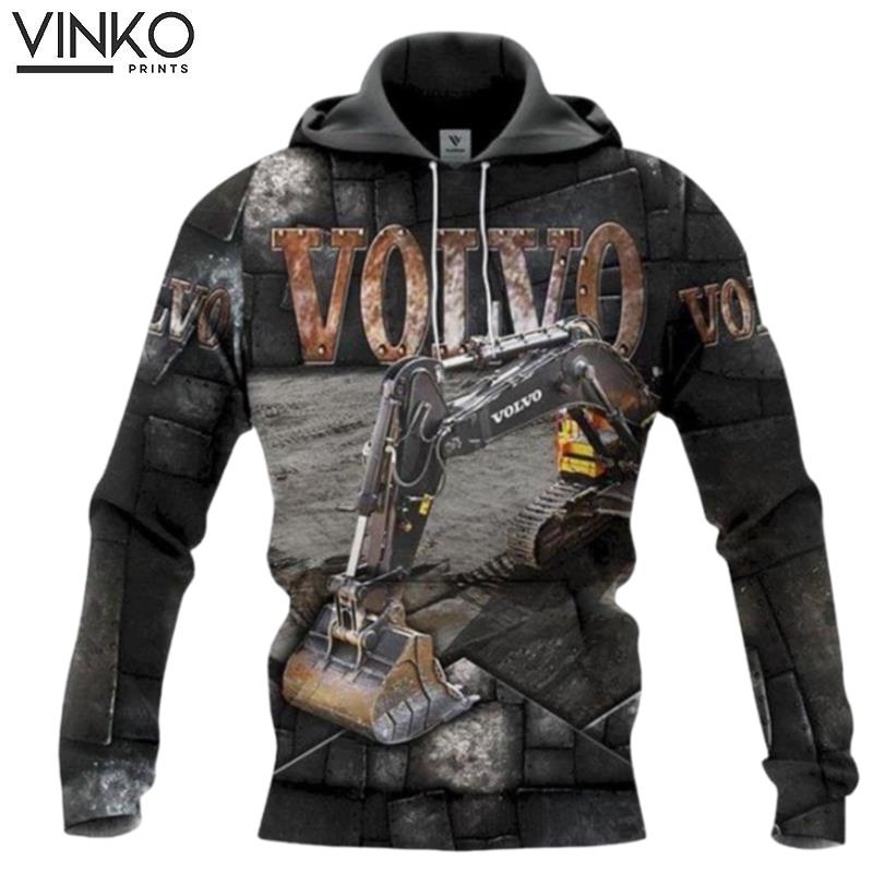 Excavator Volvo And Pered Custom Excavator Volvo Graphic Hoodie