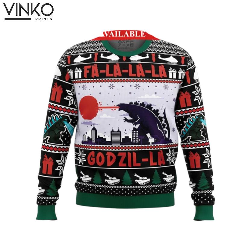 FaLaLaLa GodzilLa god zilla god zilla Movie Ugly Christmas Sweater