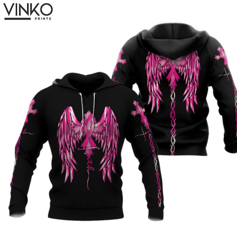 Faith Wings Cross Breast Cancer Hoodie