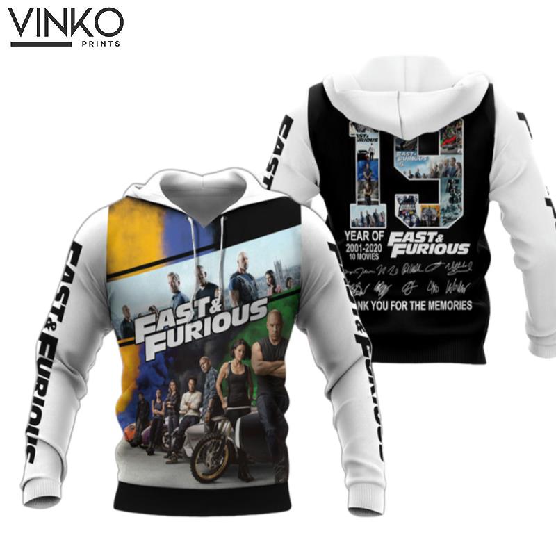 Fast And Furious 19 Years Of 2001 Thank You For The Memories Fast And Furious Hoodie