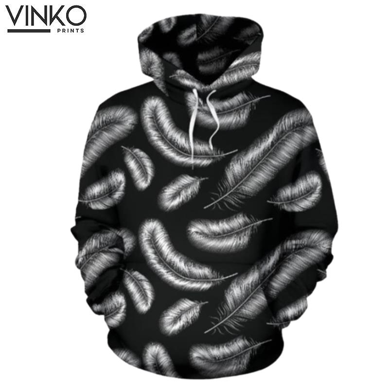 Feather Black White Hoodie