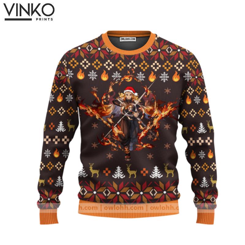 Fire Rengoku Demon Slayer Ugly Christmas Sweater