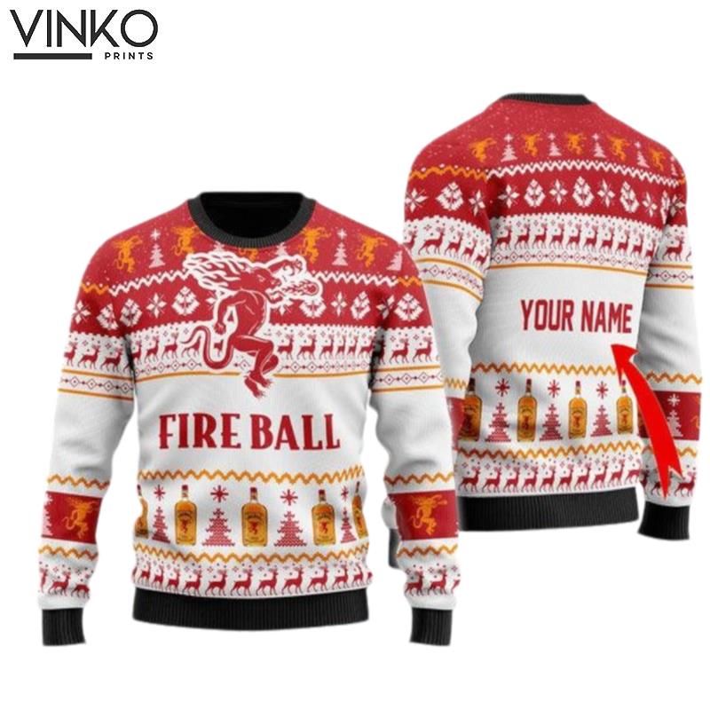 Fireball Whiskey Spirit Custom Ugly Christmas Sweater