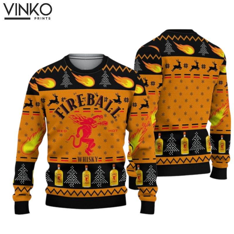 Fireball Whiskey Whiskey Ugly Christmas Sweater