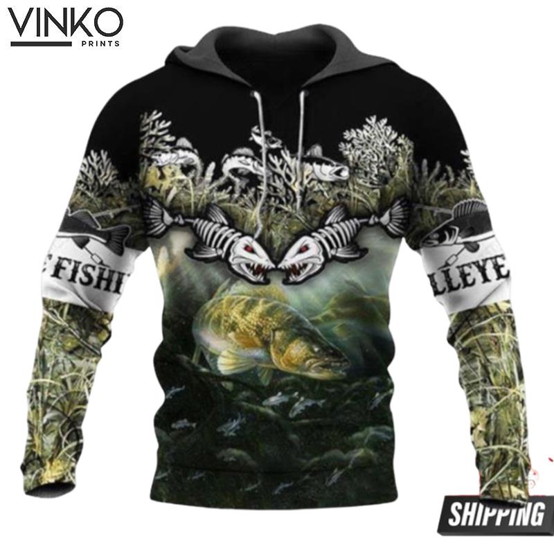 Fishes Fighting Walleye Fishing Hoodie