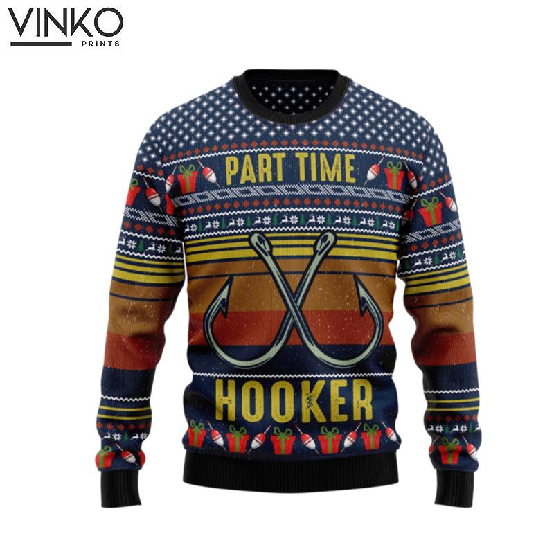 Fishing Hockey Part Time Ugly Christmas Sweater