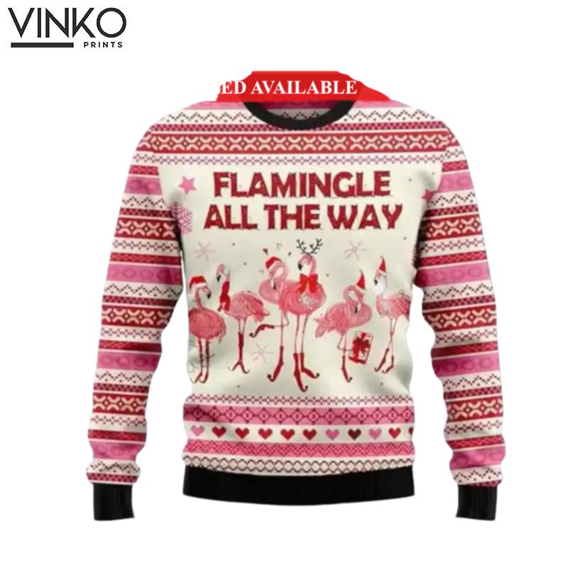 Flamingle All The Way Flamingo Xmas Ugly Christmas Sweater