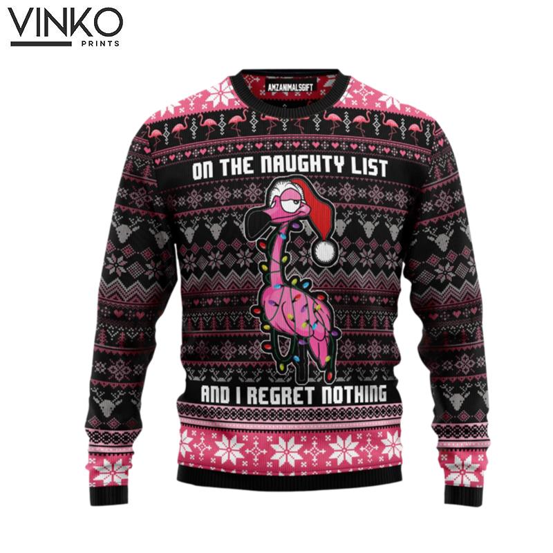 Flamingo Christmas Flamingo Naughty List Friends Family Ugly Christmas Sweater