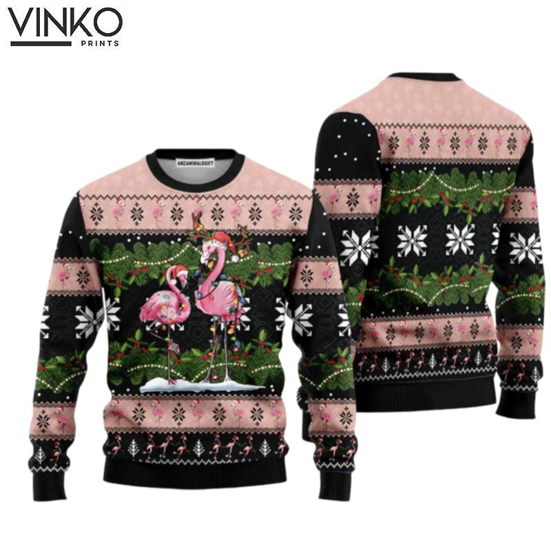 Flamingo Christmas Pattern Perfect Outfit For Christmas New Year Autumn Winter Ugly Christmas Sweater