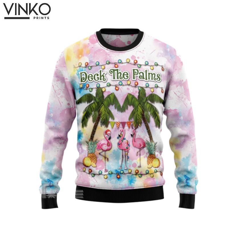 Flamingo Deck The Palms Ugly Christmas Sweater