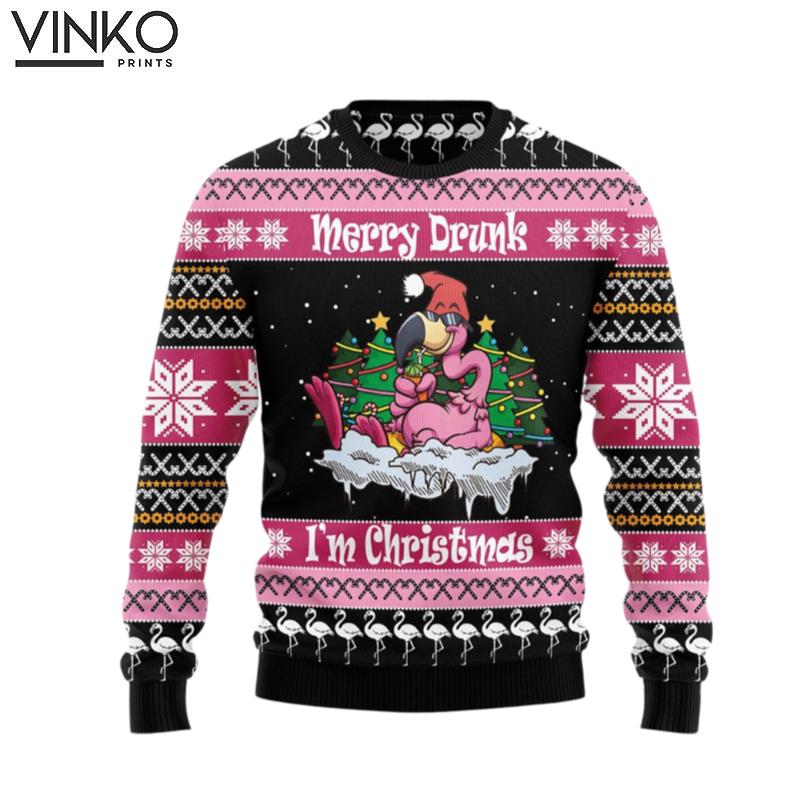 Flamingo Drunk Ugly Christmas Sweater