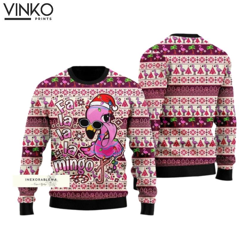 Flamingo Fa La La Mingo Ugly Christmas Sweater