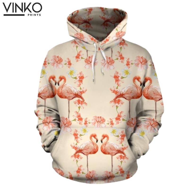 Flamingo Hibiscus Pattern Hoodie