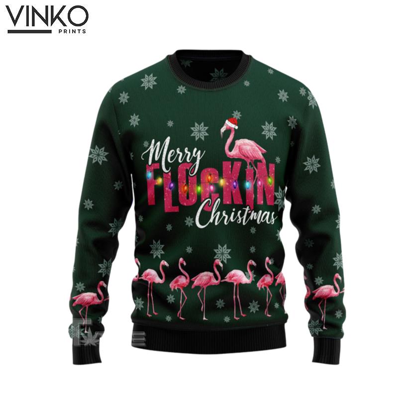 Flamingo Merry Flockin Christmas Ugly Christmas Sweater