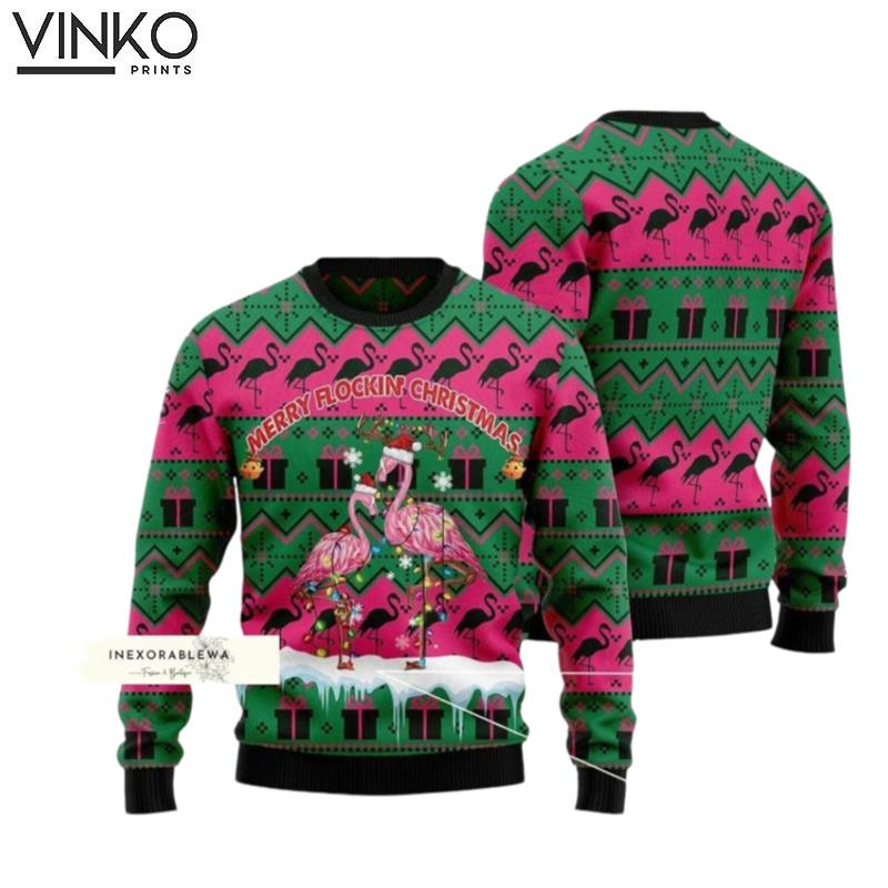 Flamingo Merry Flockin Ugly Christmas Sweater