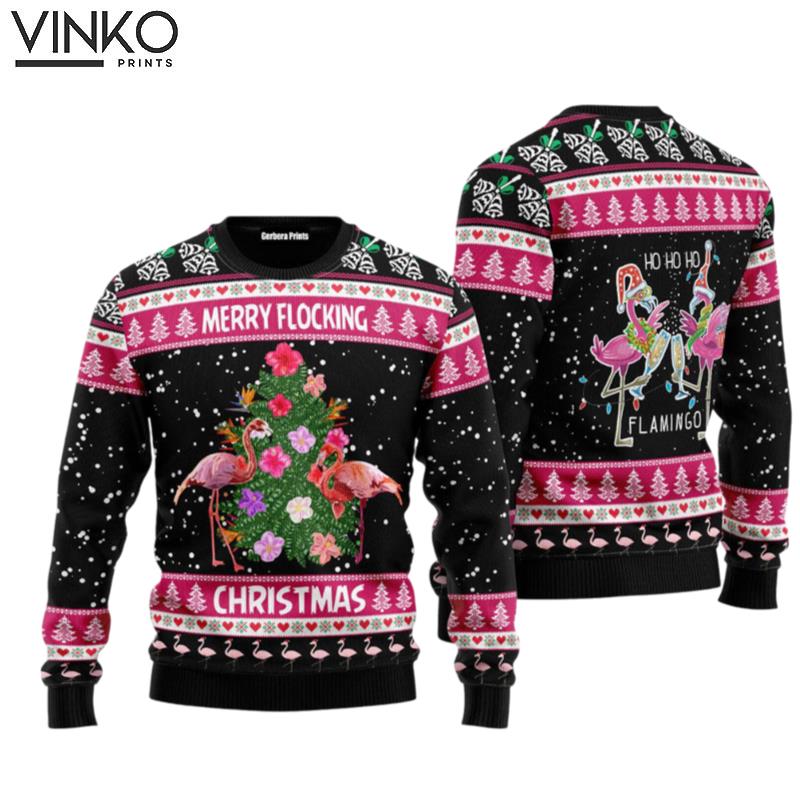 Flamingo Merry Flocking Christmas Ugly Christmas Sweater