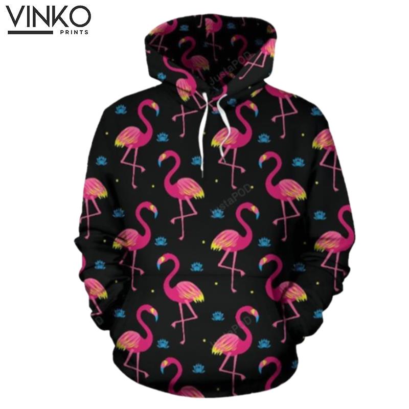 Flamingo Pink Neon Pattern Hoodie