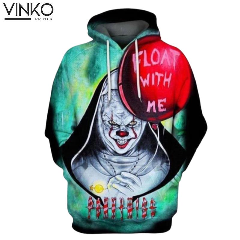 Float With Me It Pennywise The Nun Horror Hoodie