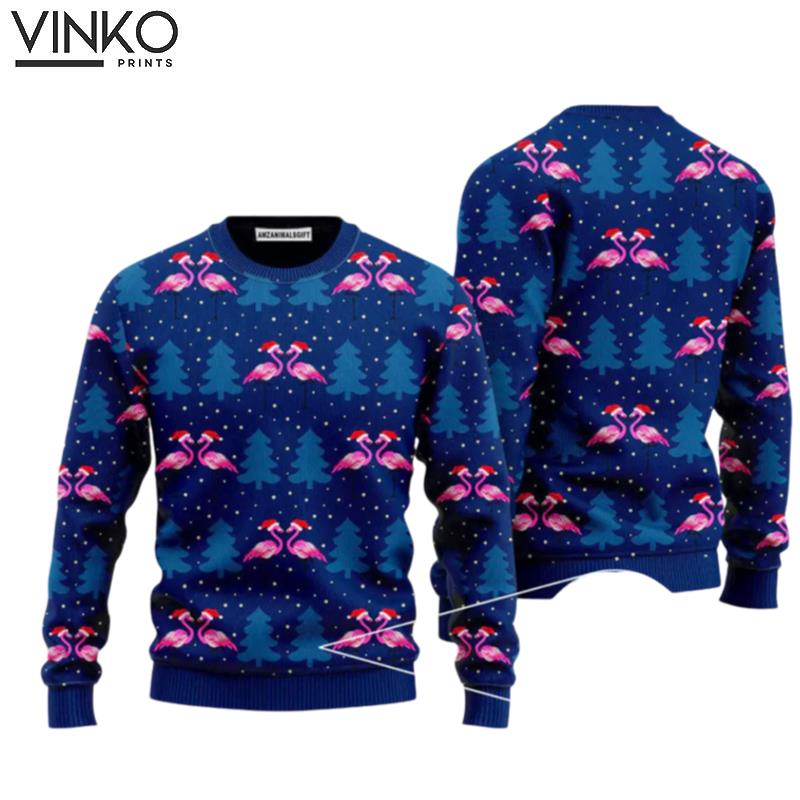 Flocking Around The Christmas Tree Flamingo Perfect Outfit For Christmas New Year Autumn Winter Ugly Christmas Sweater