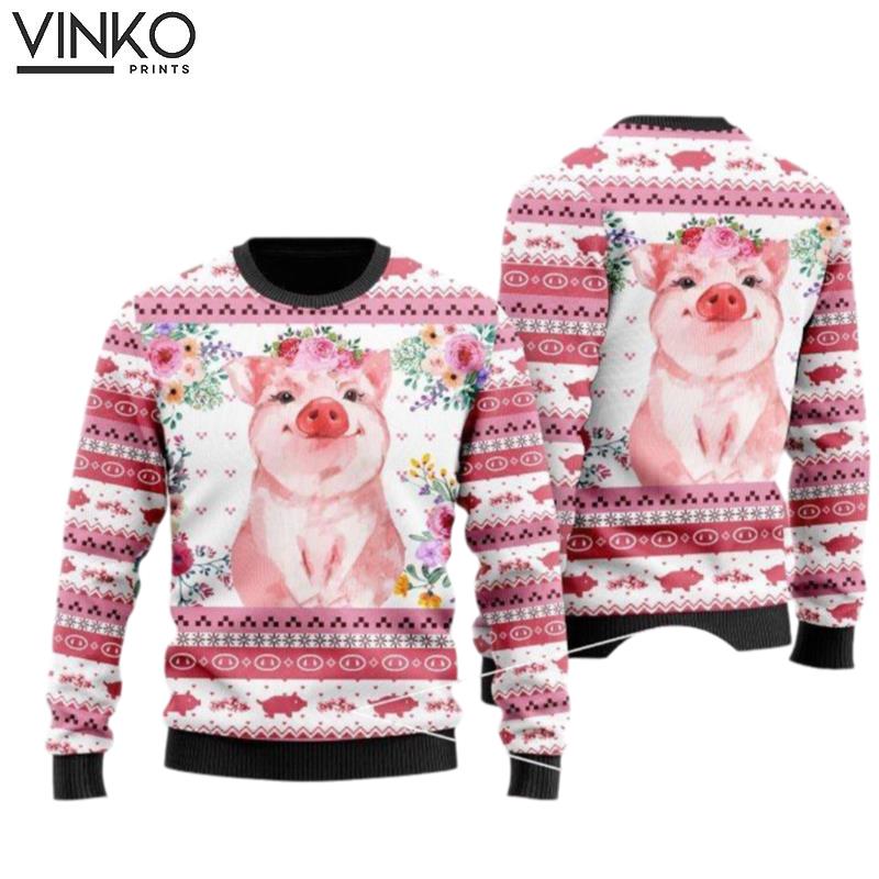 Floral Piggy Ugly Christmas Sweater