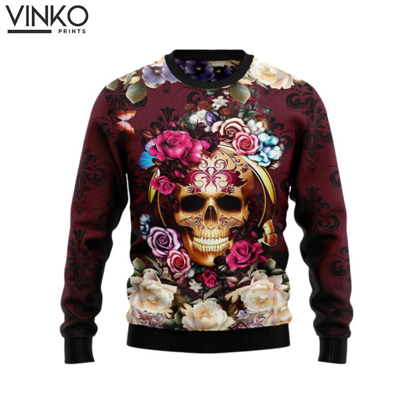 Flower Skull D1011 Ugly Christmas Sweater