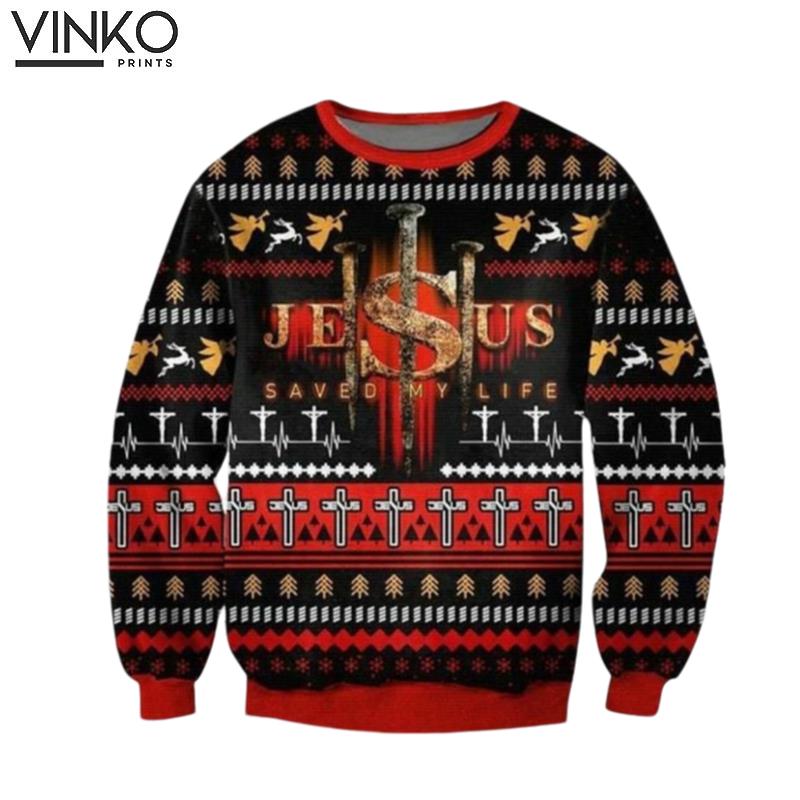 For Christian God Jesus Lover Jesus Save My Life Ugly Christmas Sweater