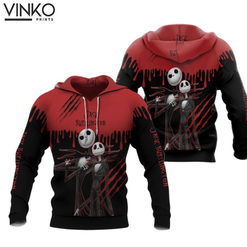 For Jack Skellington Lovers Red Black Hoodie