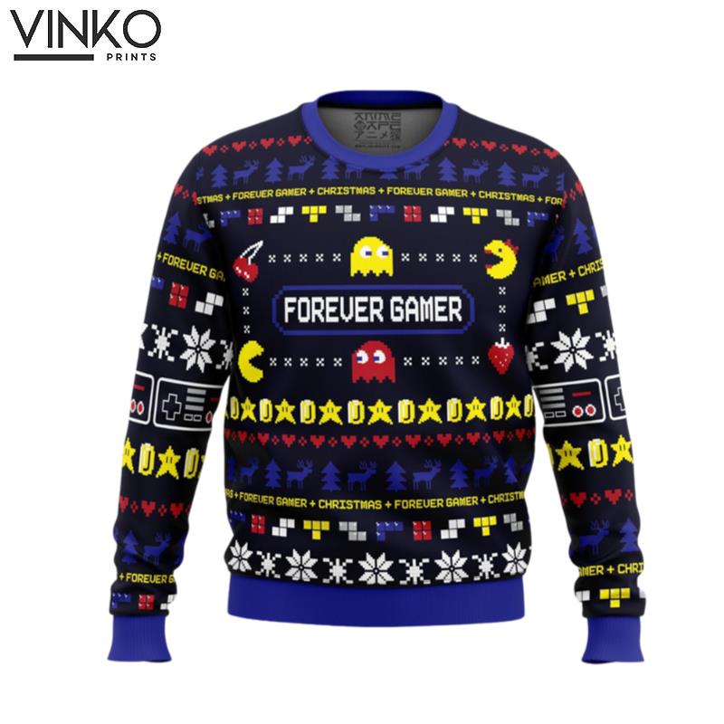 Forever Gamer Christmas PacMan Ugly Christmas Sweater