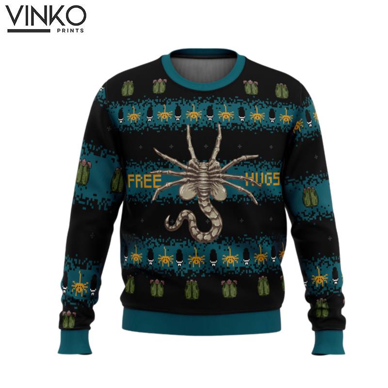 Free Hugs Alien Facehugger Ugly Christmas Sweater