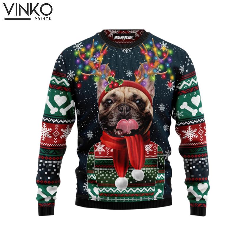 French Bulldog Christmas Light Friends French Bulldog Lovers Ugly Christmas Sweater