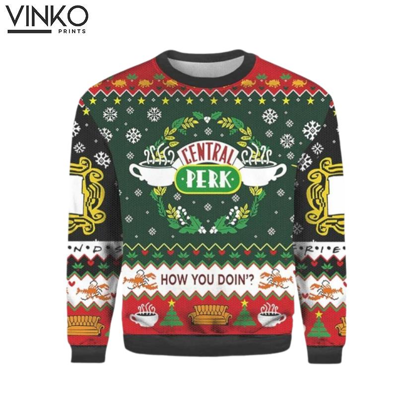 Friends TV Show Central Perk Friends 3D Ugly Christmas Sweater