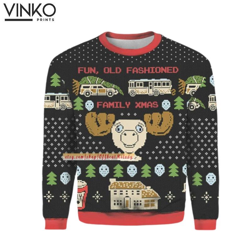 Fun Old Fashioned Family Over 3D Ugly Christmas Sweater