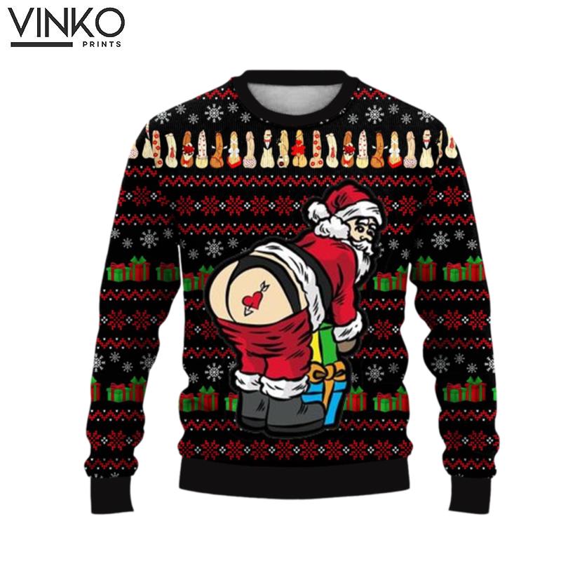 Fun Santa Cocks Print Funny Idea Ugly Christmas Sweater