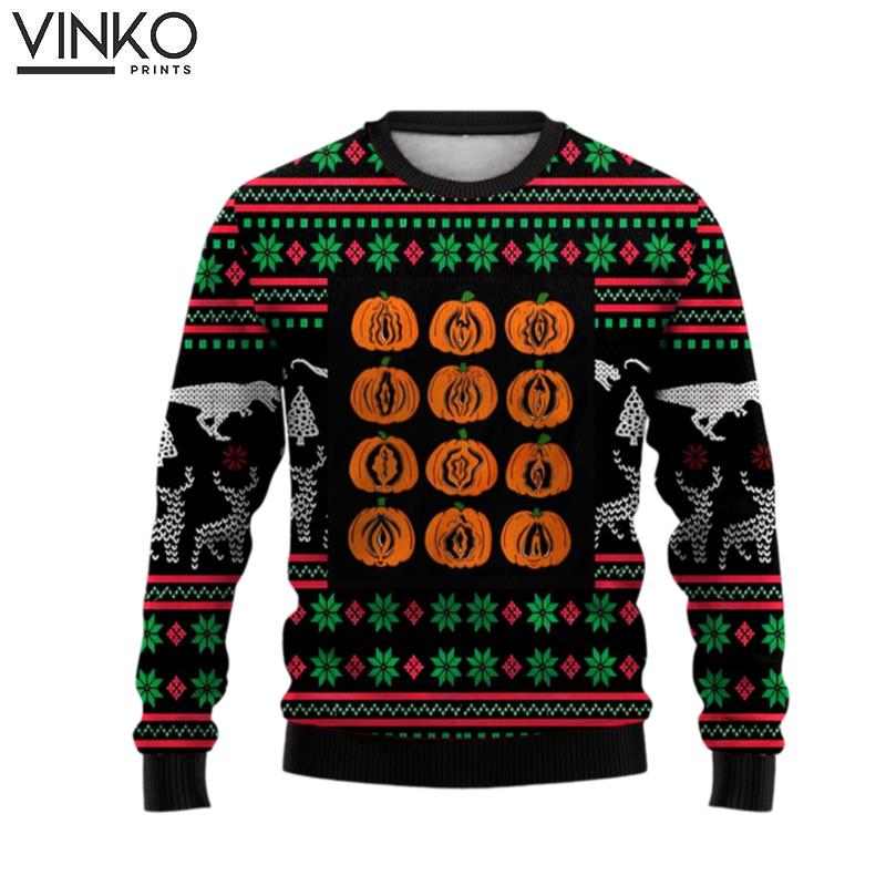 Fun and Creative Halloween Pumpkin Printed Crew Neck Ugly Christmas Sweater