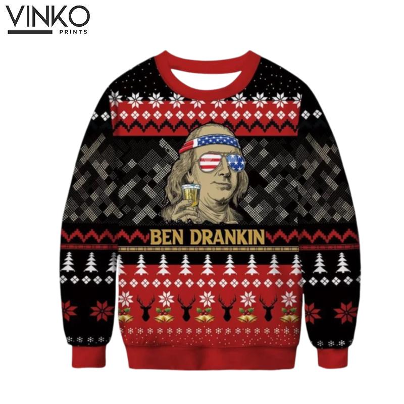 Funny Ben Dranking Woolen For Holiday Ben Dranking Ugly Christmas Sweater