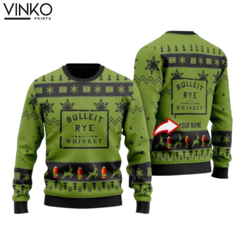 Funny Bulleit Rye Custom Ugly Christmas Sweater