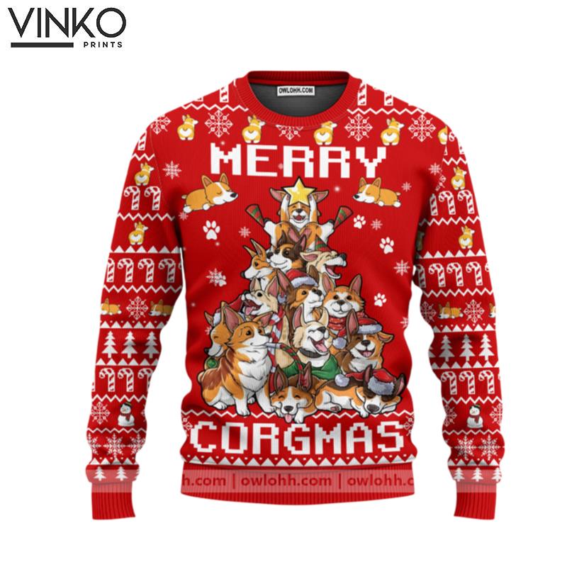 Funny Corgi Merry Corgmas Ugly Christmas Sweater