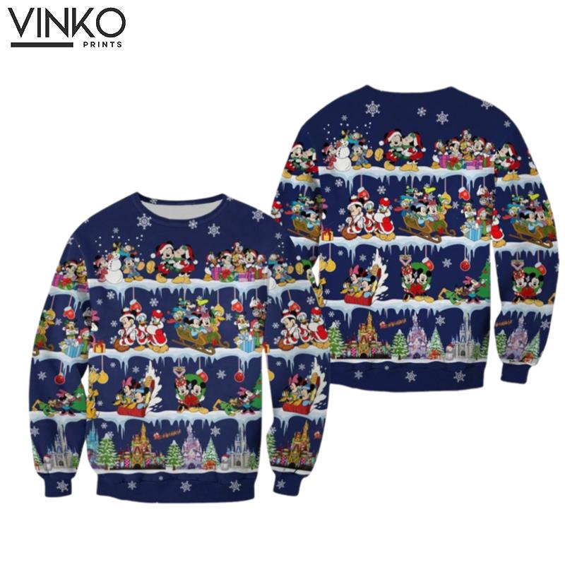 Funny Disney Mickey and Minnie Mouse Christmas 3D Ugly Christmas Sweater