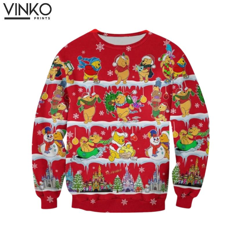 Funny Disney Winnie The Pooh Christmas 3D Ugly Christmas Sweater