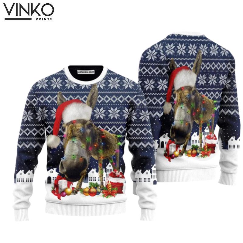 Funny Donkey Christmas Christmas Night Ugly Christmas Sweater