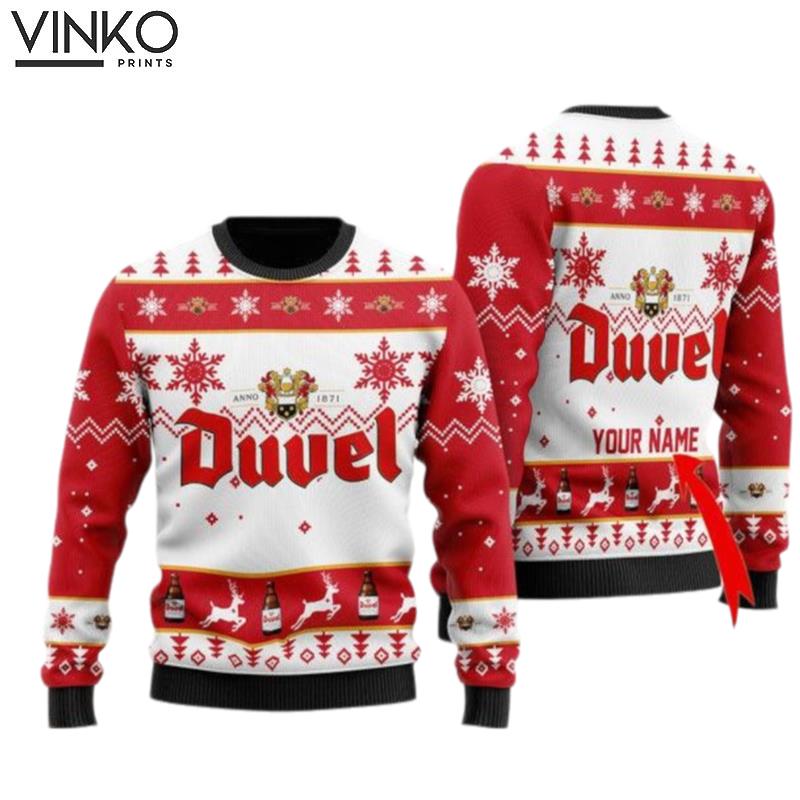 Funny Duvel Beer Custom Ugly Christmas Sweater