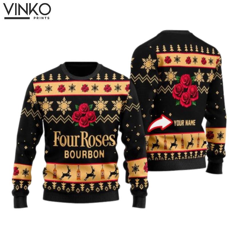 Funny Four Roses Bourbon Custom Ugly Christmas Sweater