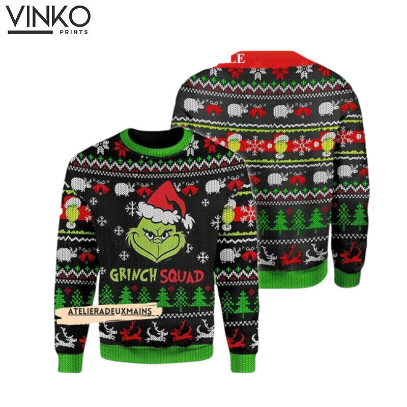 Funny Grinchs Squad The funny character Christmas Schedule 3D Ugly Christmas Sweater