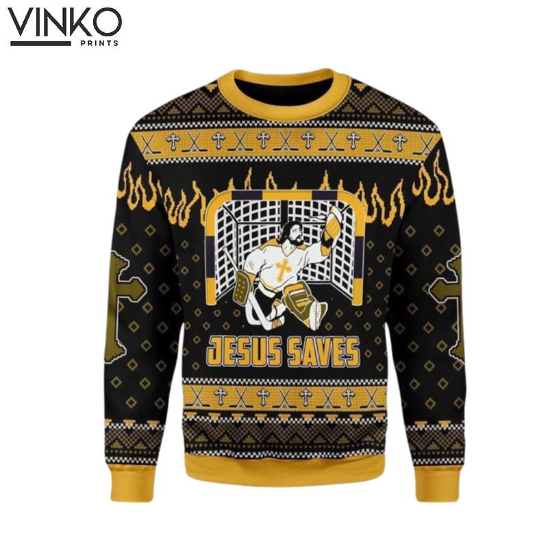 Funny Jesus Saves For Christian Ugly Christmas Sweater