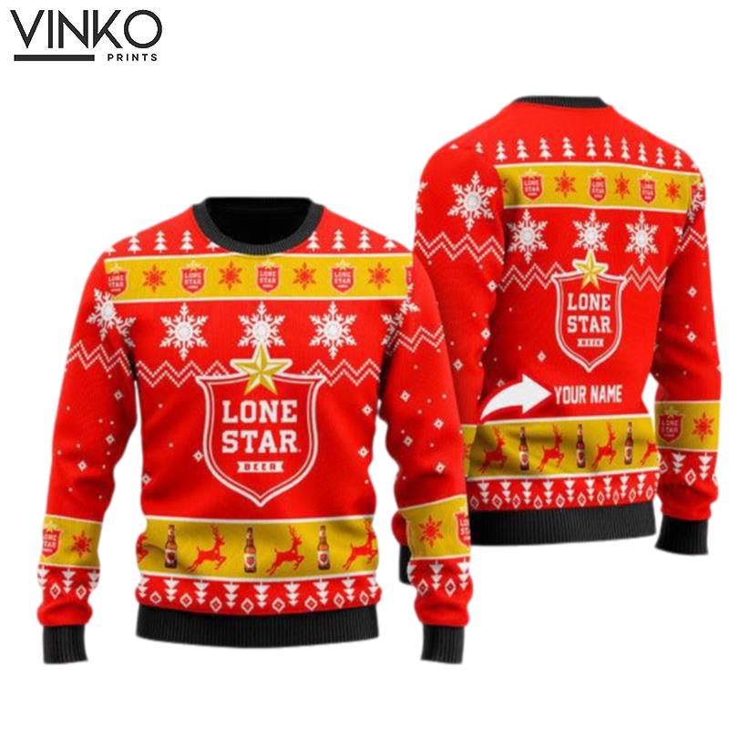 Funny Lone Star Beer Personalized Ugly Christmas Sweater