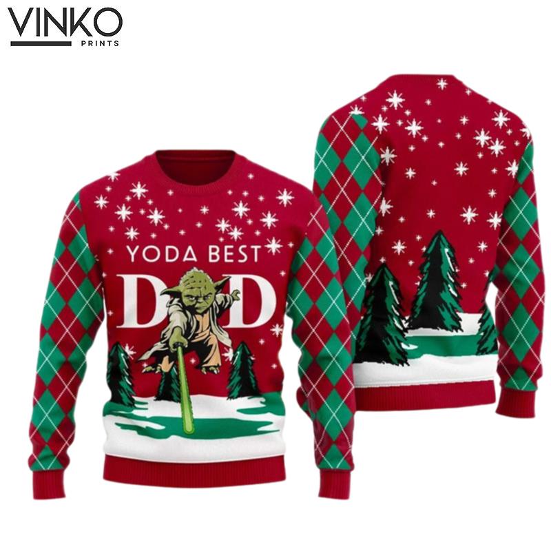 Funny Master Yoda Best Dad Galaxy Character Movie Ugly Christmas Sweater