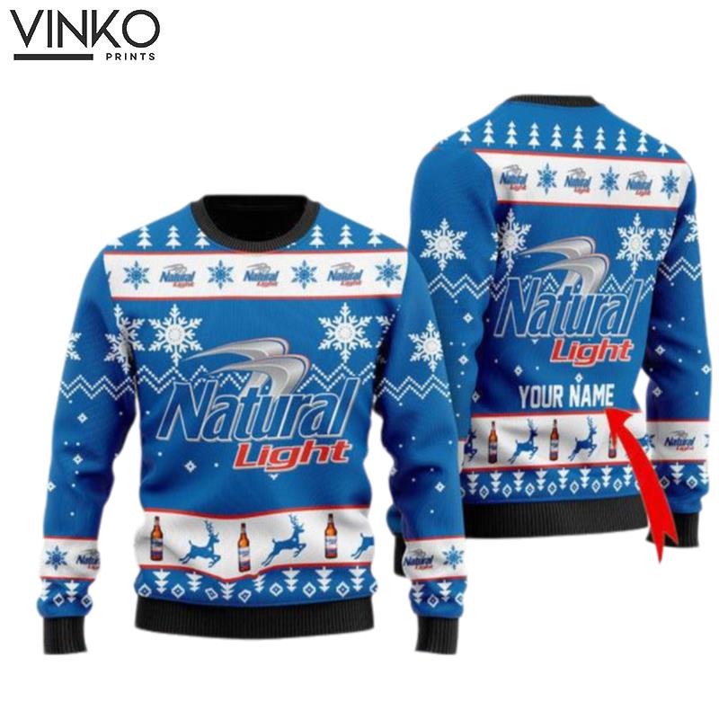 Funny Natural Light Personalized Ugly Christmas Sweater