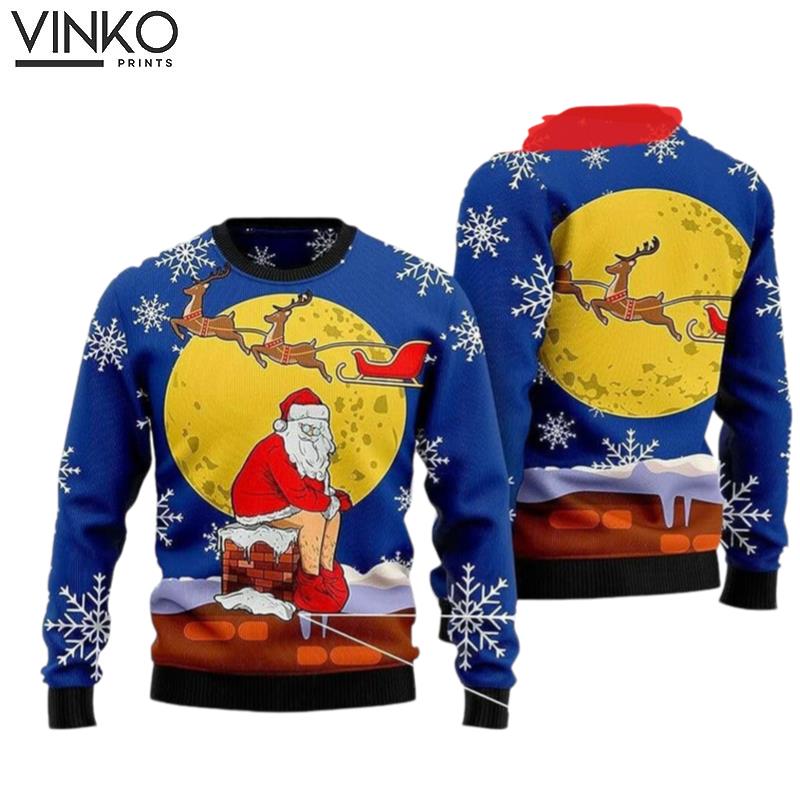 Funny Santa Pullover Holiday Vacation Ugly Christmas Sweater