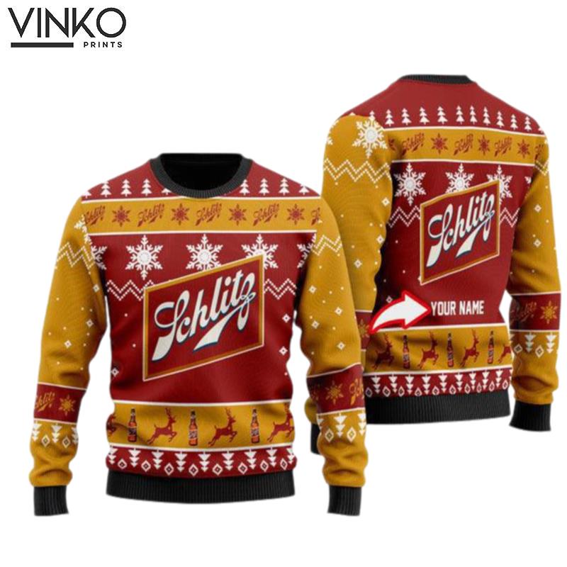 Funny Schlitz Beer Personalized Ugly Christmas Sweater