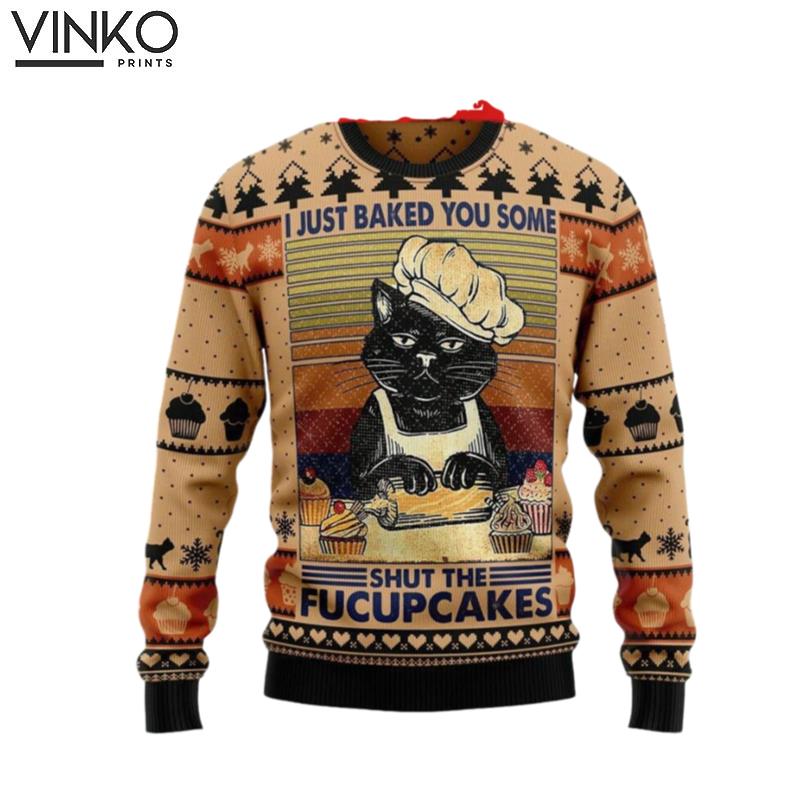 Funny Shut The Fucupcakes Ugly Christmas Sweater